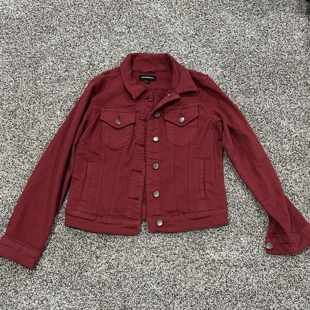 A New Day Women's Wine Red Denim Trucker Jacket